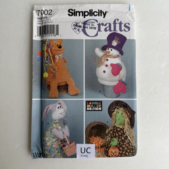 Simplicity 7002 Sewing Pattern Decorative Basket Covers Witch Snowman Bunny Bear - Picture 1 of 2